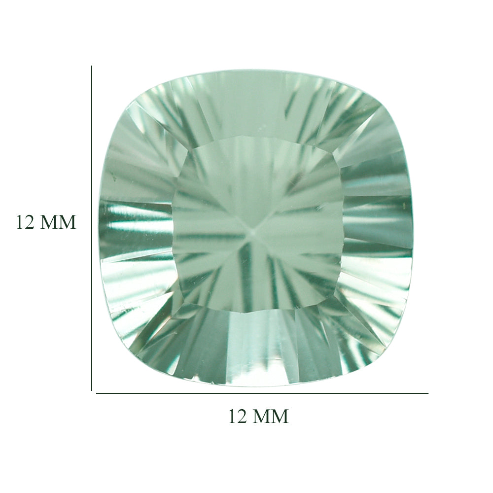 GREEN AMEHTYST CONCAVE CUT CUSHION (DES#71) 12MM 6.47 Cts.