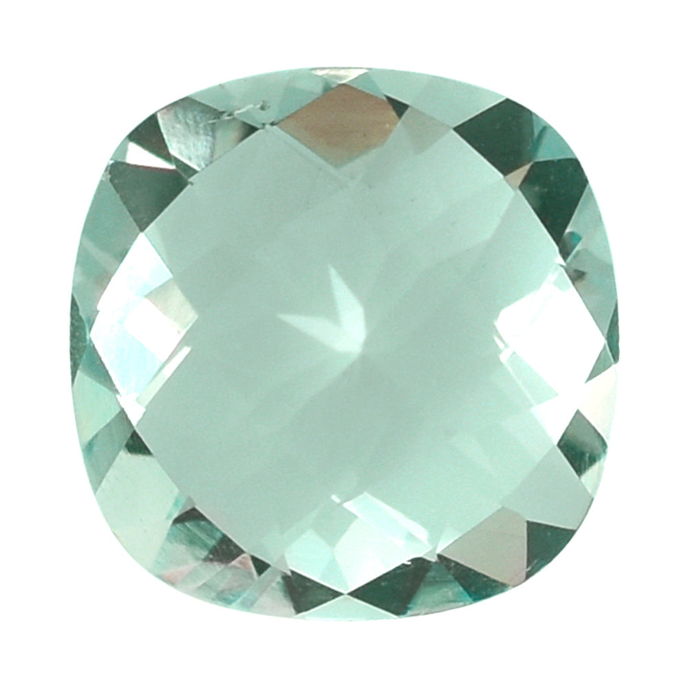 GREEN AMEHTYST CHECKER CUT CUSHION 14MM 9.60 Cts.