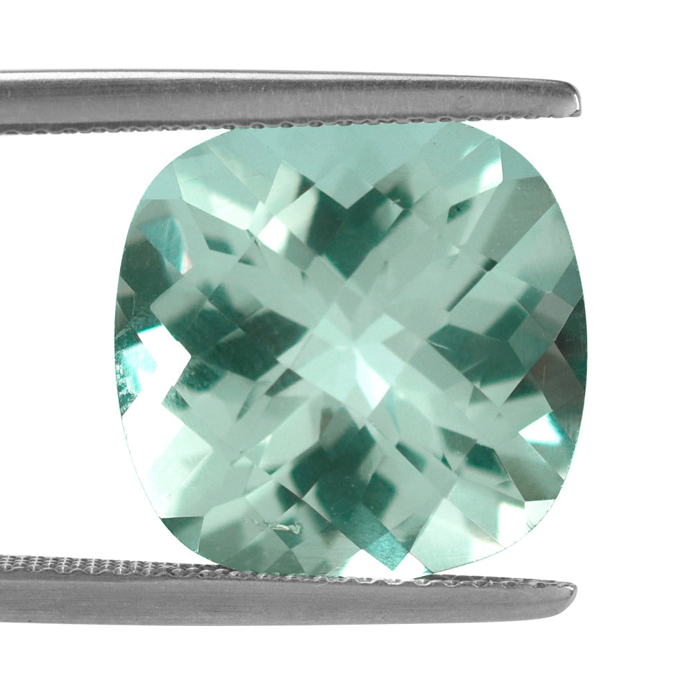 GREEN AMEHTYST CHECKER CUT CUSHION 14MM 9.60 Cts.
