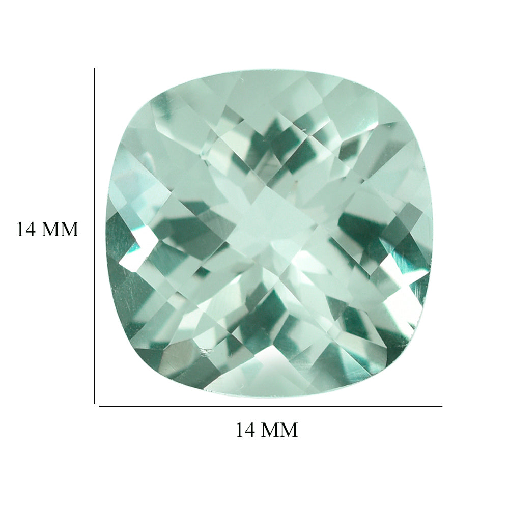 GREEN AMEHTYST CHECKER CUT CUSHION 14MM 9.60 Cts.