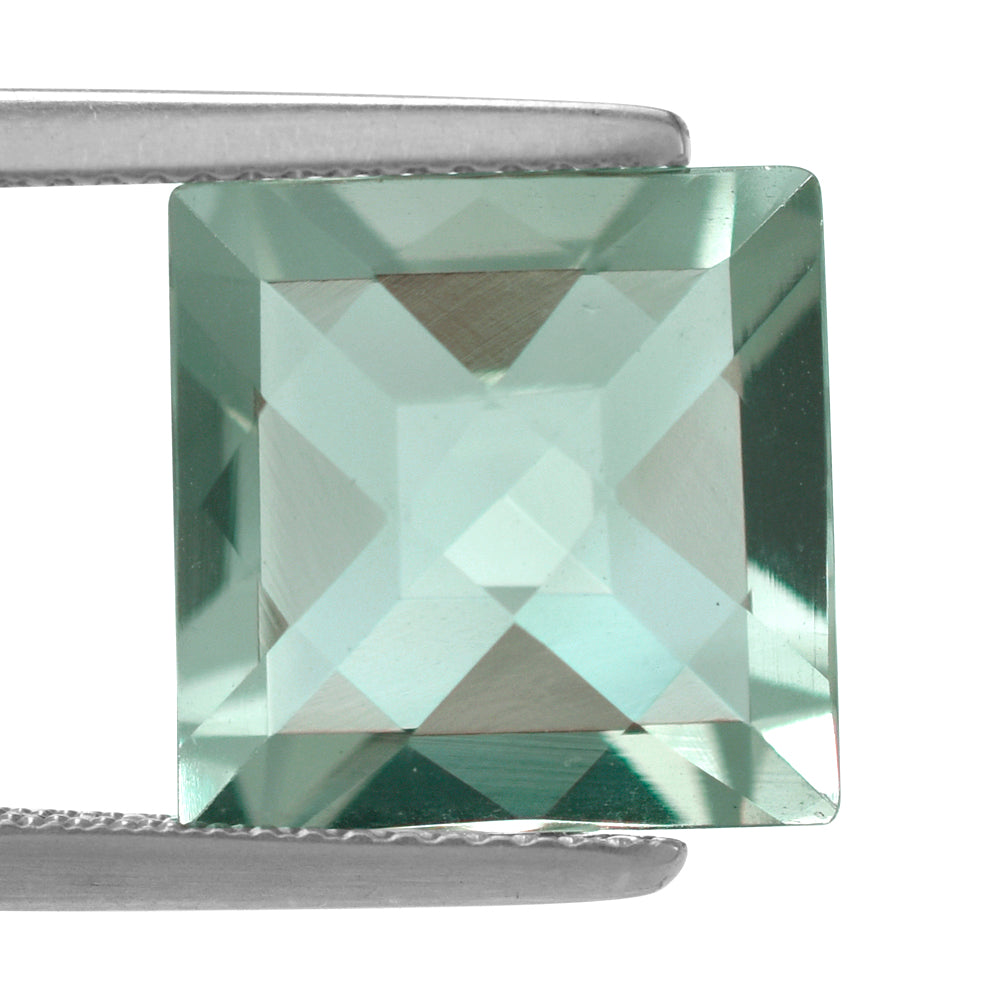 GREEN AMEHTYST CHECKER CUT SQUARE 12MM 7.03 Cts.