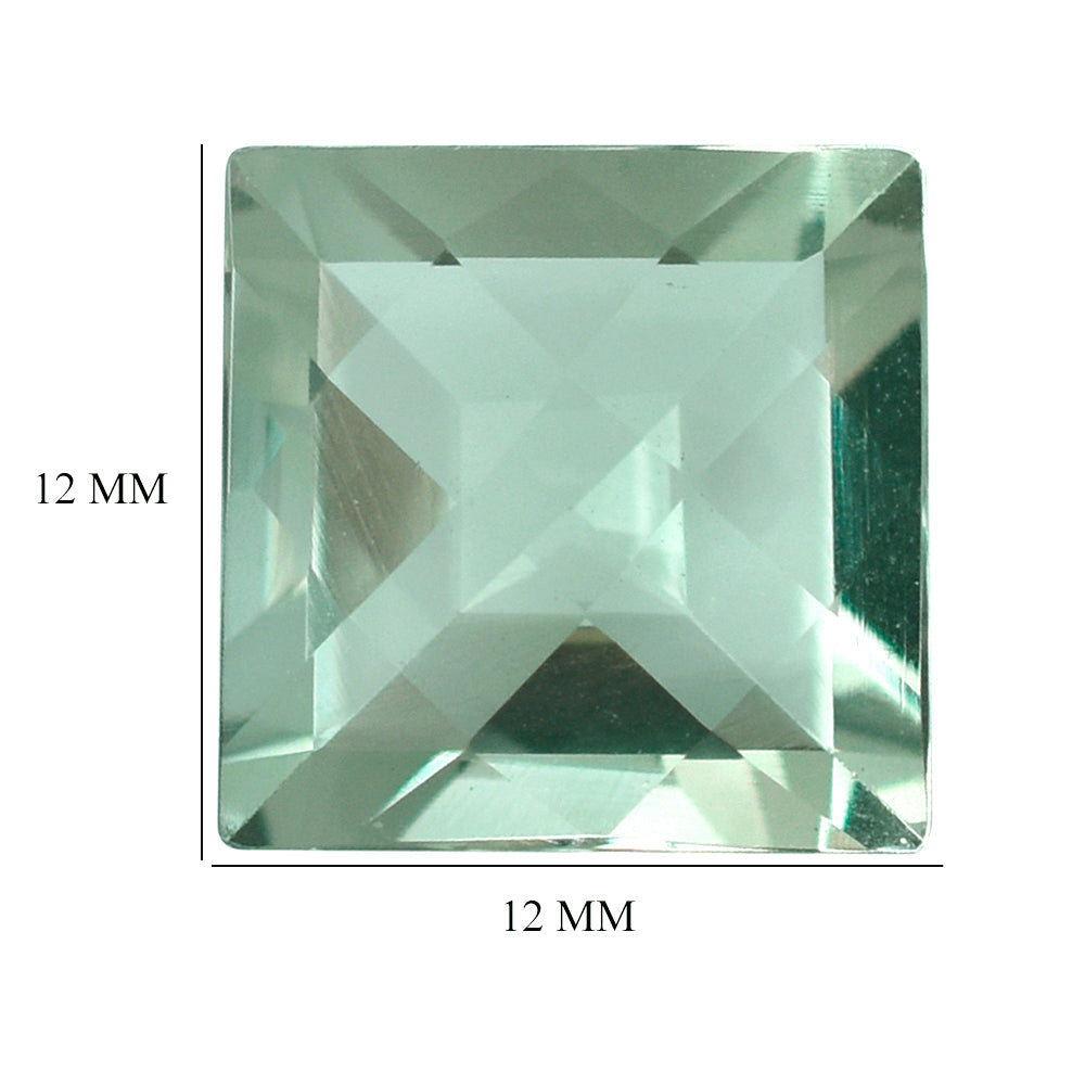 GREEN AMEHTYST CHECKER CUT SQUARE 12MM 7.03 Cts.