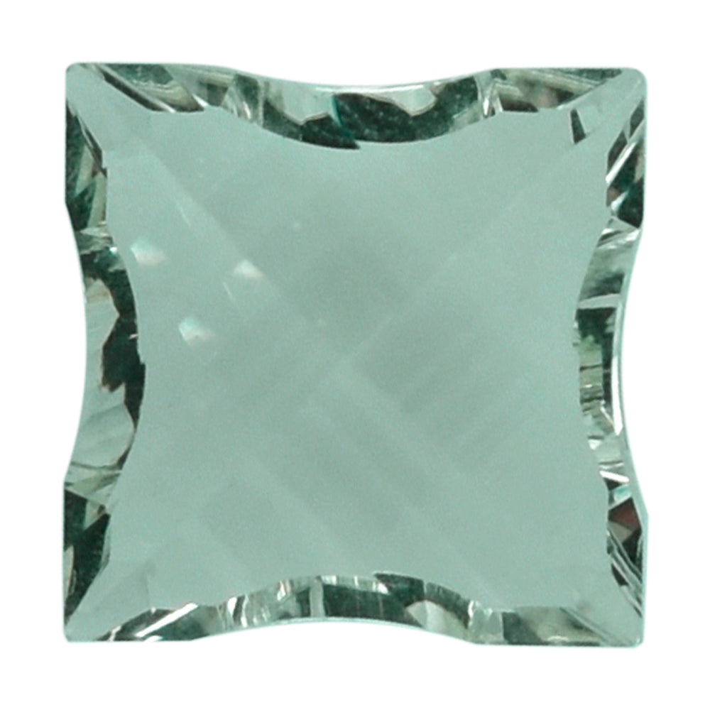 GREEN AMEHTYST CONCAVE NINETY CUT SQUARE (DES#52) 12MM 6.88 Cts.