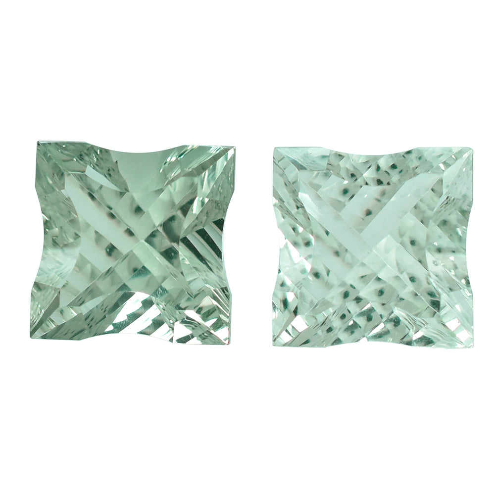 GREEN AMEHTYST CONCAVE NINETY CUT SQUARE (DES#52) 12MM 6.88 Cts.
