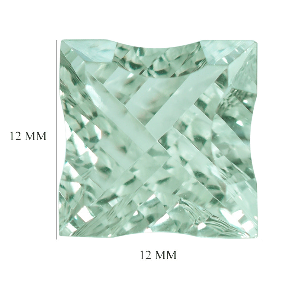 GREEN AMEHTYST CONCAVE NINETY CUT SQUARE (DES#52) 12MM 6.88 Cts.