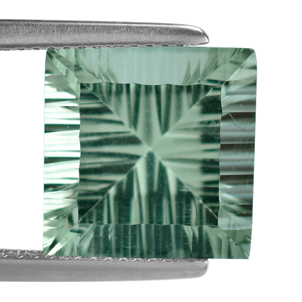 GREEN AMEHTYST CONCAVE CUT SQUARE (DES#48) 12MM 6.95 Cts.
