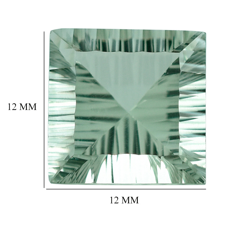 GREEN AMEHTYST CONCAVE CUT SQUARE (DES#48) 12MM 6.95 Cts.