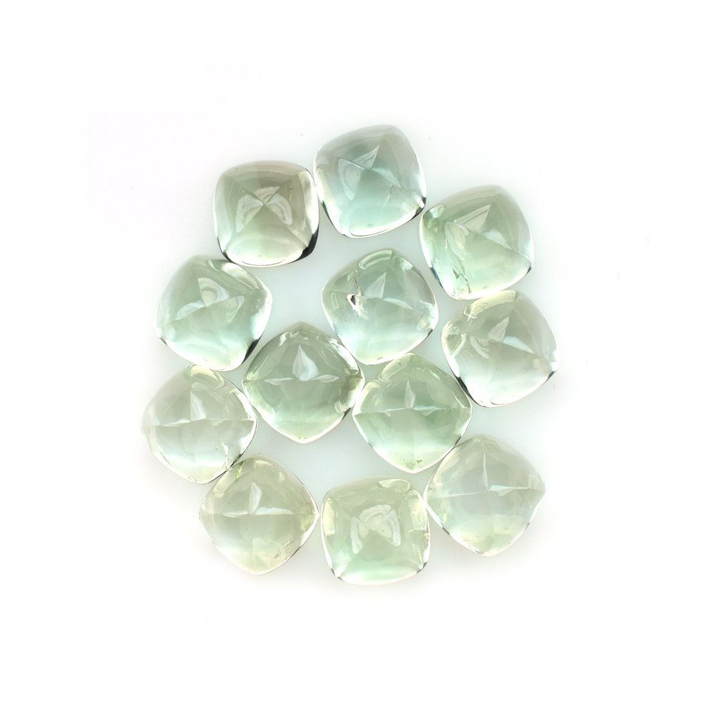 GREEN AMETHYST SUGARLOAF CUSHION CAB (C3/HI) 12.00X12.00MM 8.55 Cts.
