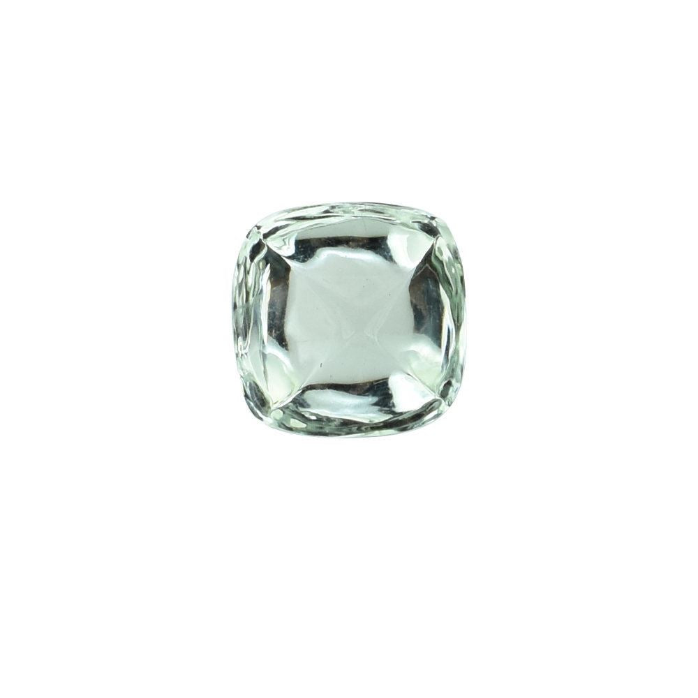 GREEN AMETHYST SUGARLOAF CUSHION CAB (C3/CLEAN) 10.00X10.00MM 5.19 Cts.