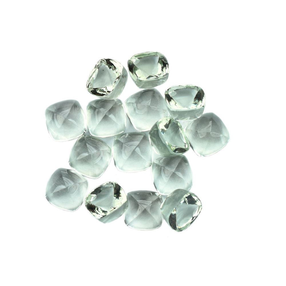 GREEN AMETHYST SUGARLOAF CUSHION CAB (C3/CLEAN) 10.00X10.00MM 5.19 Cts.