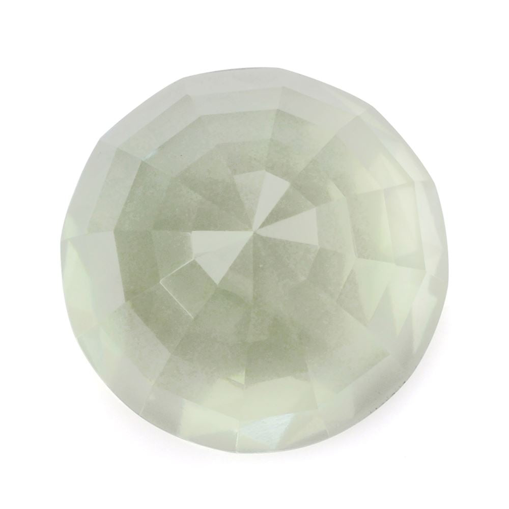 GREEN AMETHYST STEP CUT HIGH DOME ROUND CAB 20MM 31.30 Cts.