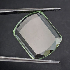 GREEN AMETHYST TABLE CUT FLAT BOTTOM SHIELD 20X15MM 9.23 Cts.
