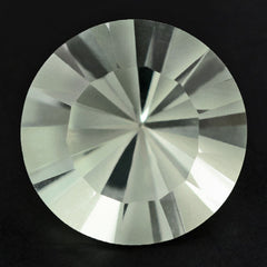 GREEN AMETHYST ROUND DIAMOND CUT WITH ONE FACE POLISH ONE UNPOLISH 17MM 14.15 Cts.