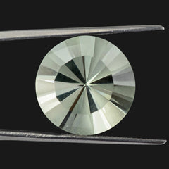 GREEN AMETHYST ROUND DIAMOND CUT WITH ONE FACE POLISH ONE UNPOLISH 17MM 14.15 Cts.