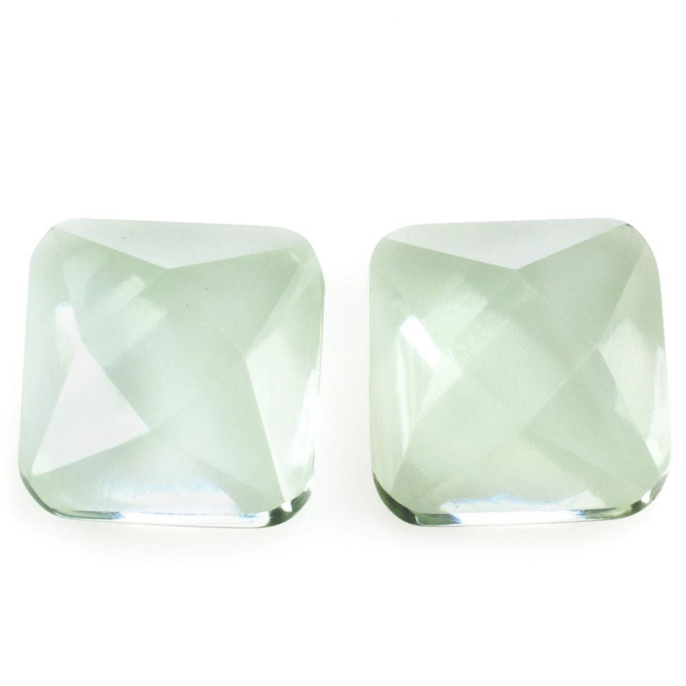 GREEN AMETHYST STAR CUT SQUARE CAB 10MM 5.21 Cts.