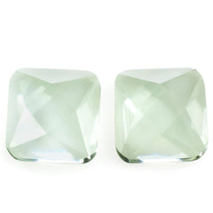 GREEN AMETHYST STAR CUT SQUARE CAB 10MM 5.21 Cts.