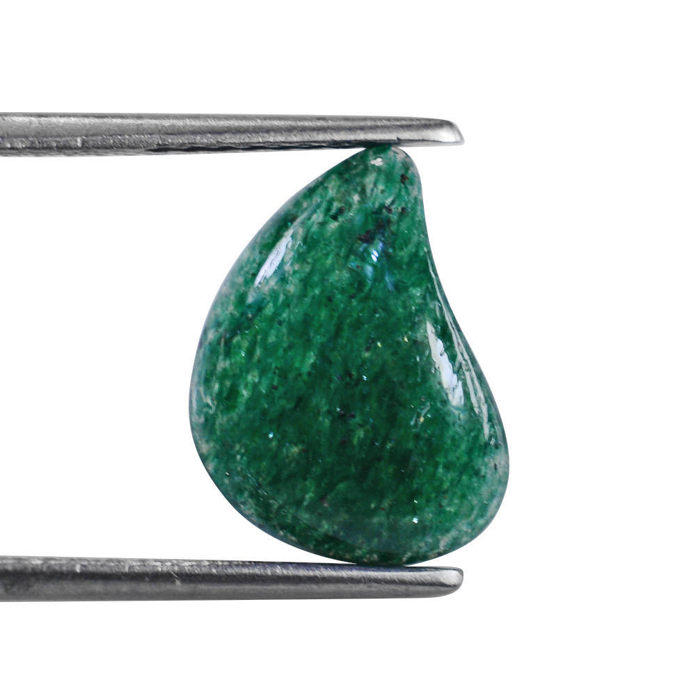 GREEN AVENTURINE QUARTZ MANGO SHAPE CAB FANCY (DARK) 14X11MM 4.76 Cts.