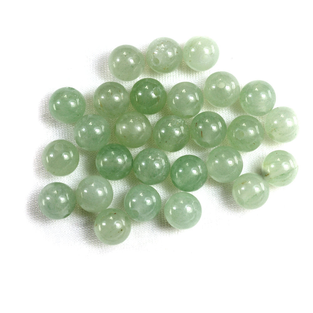 GREEN AVENTURINE PLAIN ROUND BALLS (FULL DRILL 1.50MM) (LITE) 8MM 3.64 Cts.