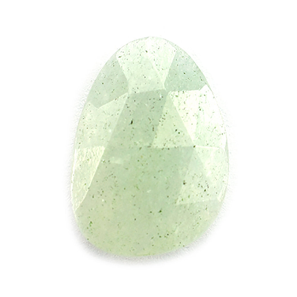 GREEN AVENTURINE ROSE CUT BRIOLETTE PEARISH (LIGHT) 14X10MM 3.64 Cts.