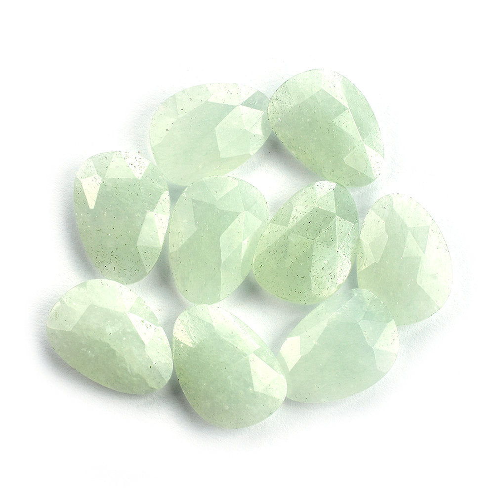 GREEN AVENTURINE ROSE CUT BRIOLETTE PEARISH (LIGHT) 14X10MM 3.64 Cts.