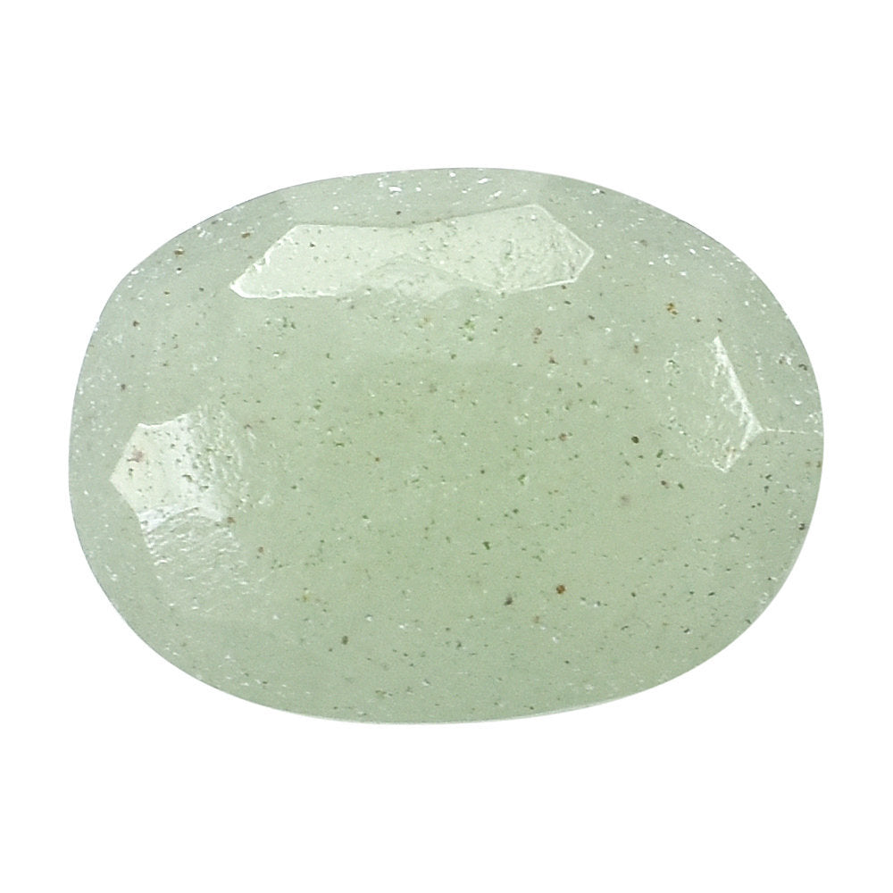 GREEN AVENTURINE IRREGULAR FACETED BRIOLETTE OVAL (LIGHT GREEN) 10.00X7.30 MM 1.84 CTS