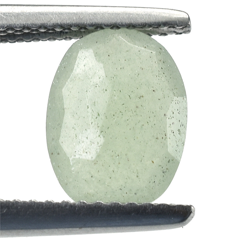 GREEN AVENTURINE IRREGULAR FACETED BRIOLETTE OVAL (LIGHT GREEN) 10.00X7.30 MM 1.84 CTS
