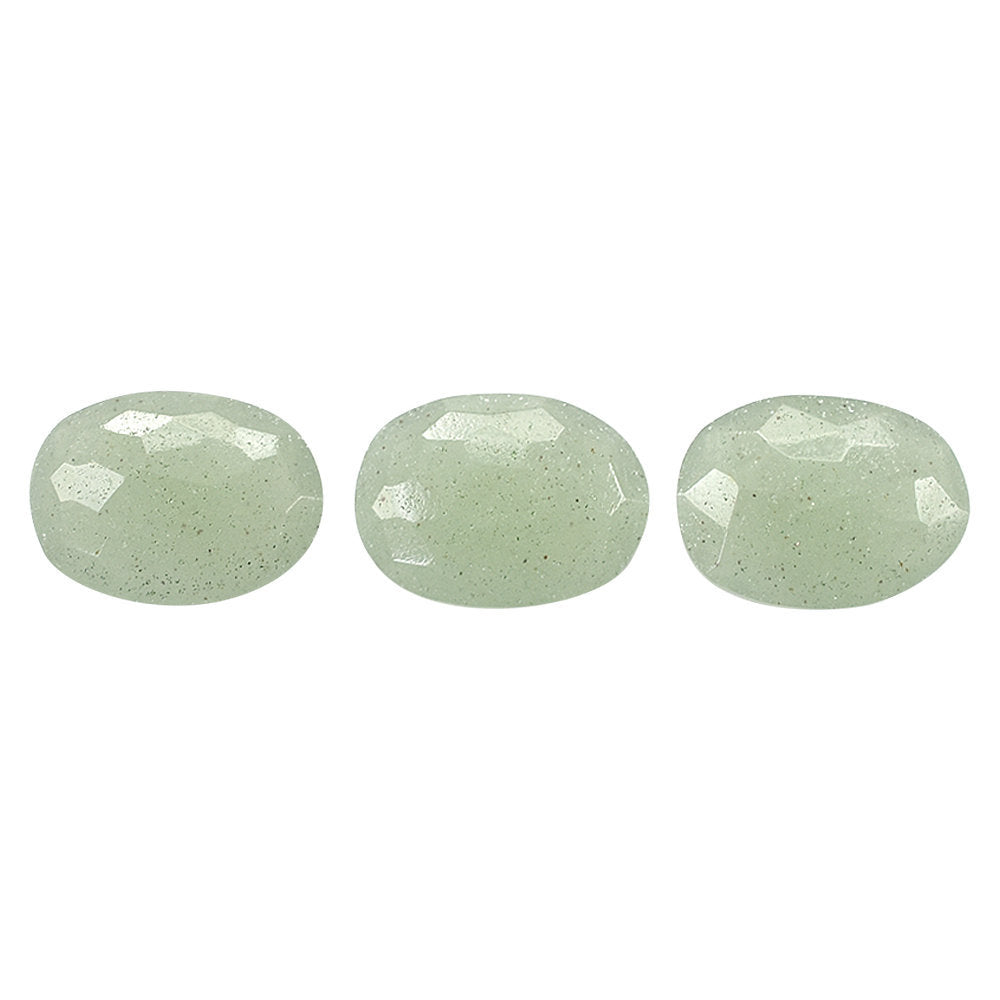 GREEN AVENTURINE IRREGULAR FACETED BRIOLETTE OVAL (LIGHT GREEN) 10.00X7.30 MM 1.84 CTS