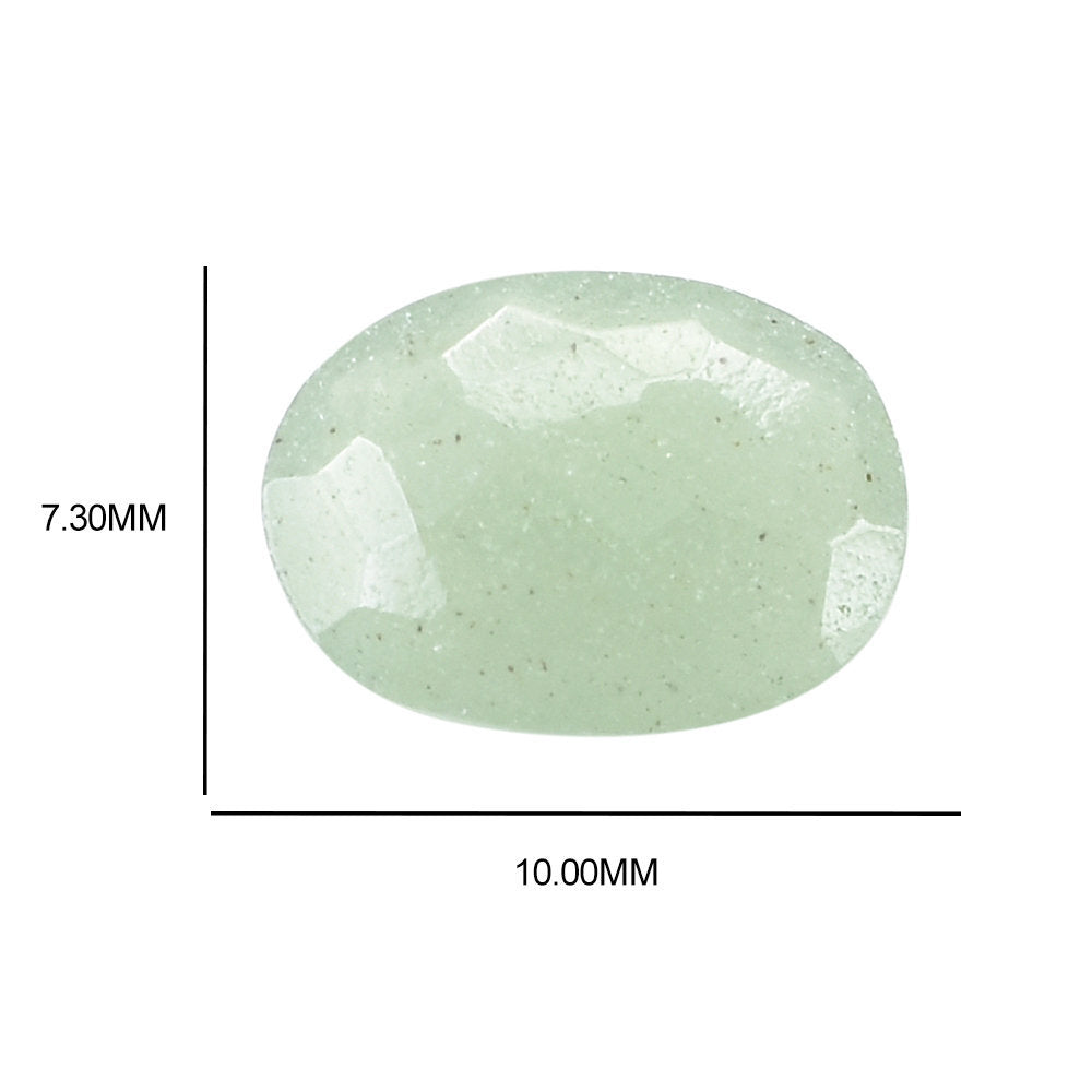 GREEN AVENTURINE IRREGULAR FACETED BRIOLETTE OVAL (LIGHT GREEN) 10.00X7.30 MM 1.84 CTS
