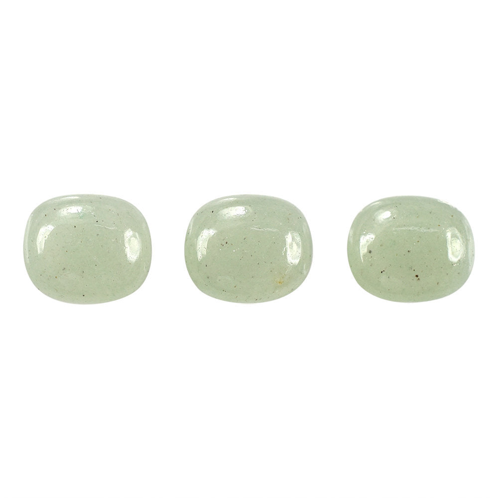 GREEN AVENTURINE PLAIN LENTIL CUSHION (LIGHT GREEN)(OPAQUE) 7.20X6.10 MM 1.12 CTS
