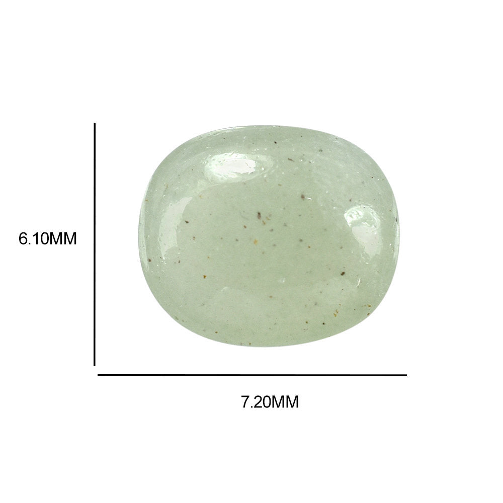 GREEN AVENTURINE PLAIN LENTIL CUSHION (LIGHT GREEN)(OPAQUE) 7.20X6.10 MM 1.12 CTS