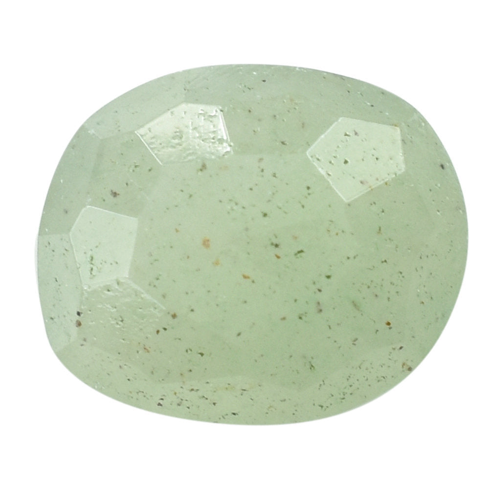 GREEN AVENTURINE IRREGULAR FACETED BRIOLETTE CUSHION (LIGHT GREEN)(OPAQUE) 7.15X6.20 MM 1.20 CTS
