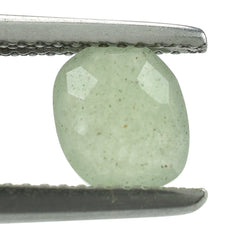 GREEN AVENTURINE IRREGULAR FACETED BRIOLETTE CUSHION (LIGHT GREEN)(OPAQUE) 7.15X6.20 MM 1.20 CTS