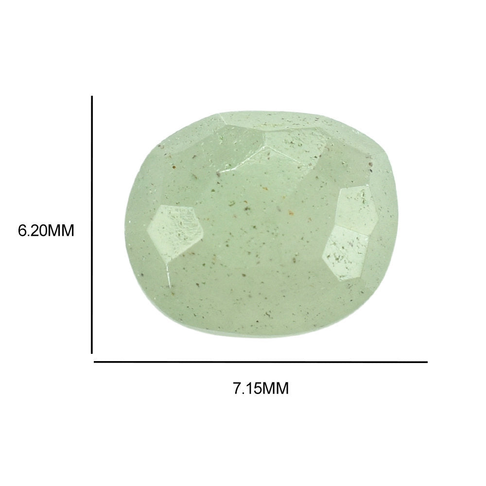 GREEN AVENTURINE IRREGULAR FACETED BRIOLETTE CUSHION (LIGHT GREEN)(OPAQUE) 7.15X6.20 MM 1.20 CTS
