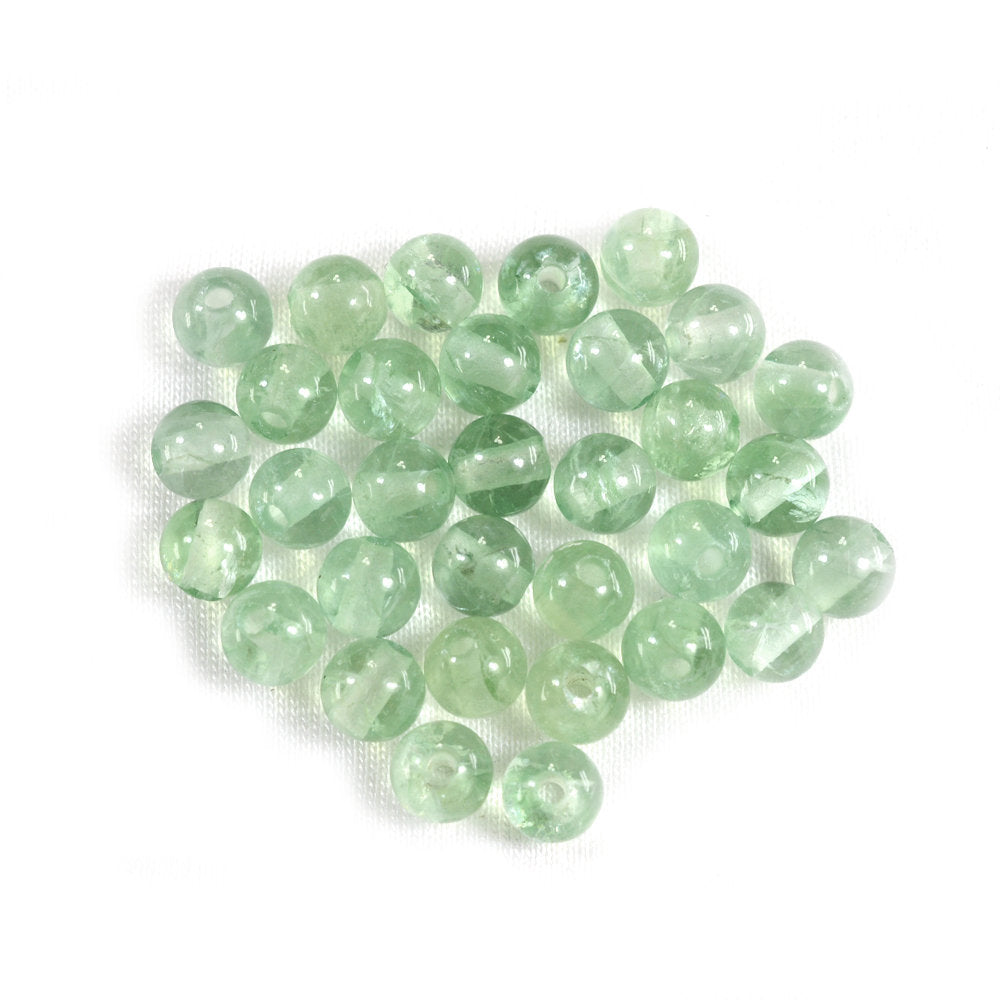 GREEN FLUORITE PLAIN ROUND BALLS (FULL DRILL 1.50MM) (SI) 6MM 1.62 Cts.