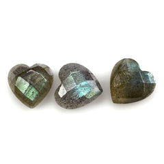 LABRADORITE CHECKER HEART CAB 8MM 1.77 Cts.
