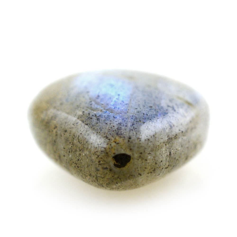LABRADORITE LENTIL PEAR (HALF DRILL) (GREEN) 15X11MM 6.44 Cts.