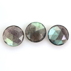 GREY LABRADORITE ROSE CUT BRIOLETTE ROUND 12MM 4.04 Cts.