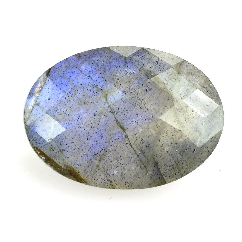 GREY LABRADORITE CHECKER CUT OVAL 14X10MM 5.03 Cts.
