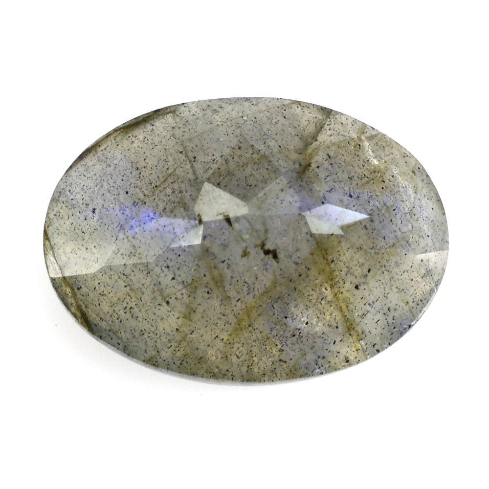 GREY LABRADORITE CHECKER CUT OVAL 14X10MM 5.03 Cts.