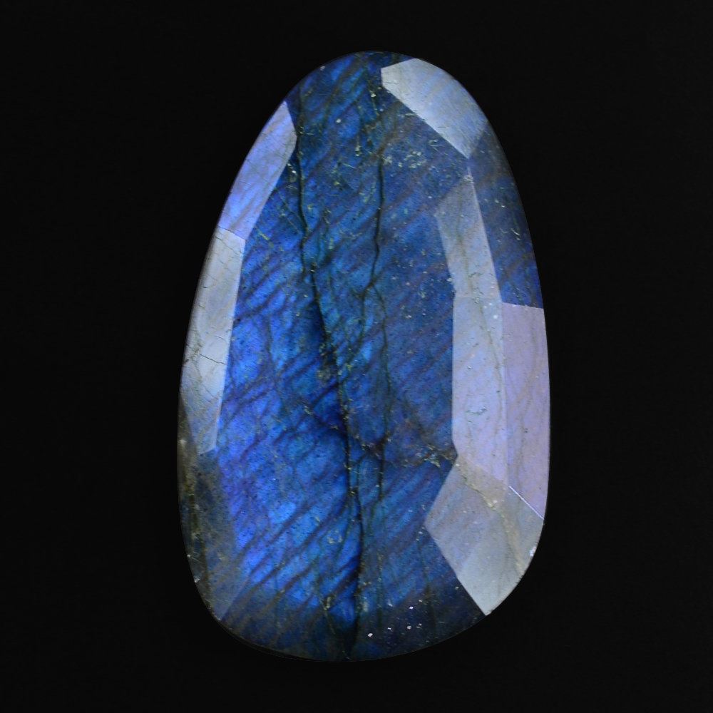 GREY LABRADORITE TABLE CUT TOP STEP CUT BACK IRREGULAR PEAR (SUPER) 33X20MM 19.97 Cts.