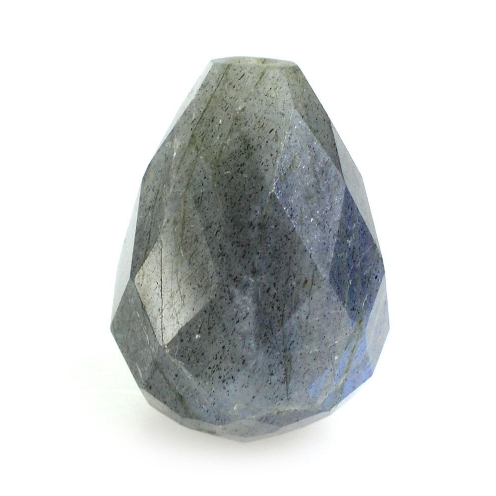 GREY LABRADORITE FACETED DROPS (HALF DRILL) 14X10MM 11.36 Cts.