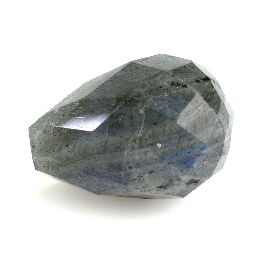 GREY LABRADORITE FACETED DROPS (HALF DRILL) 14X10MM 11.36 Cts.