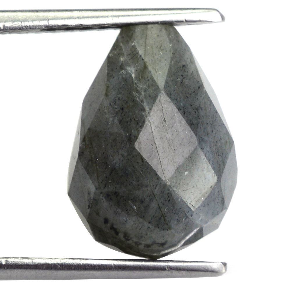 GREY LABRADORITE FACETED DROPS (HALF DRILL) 14X10MM 11.36 Cts.