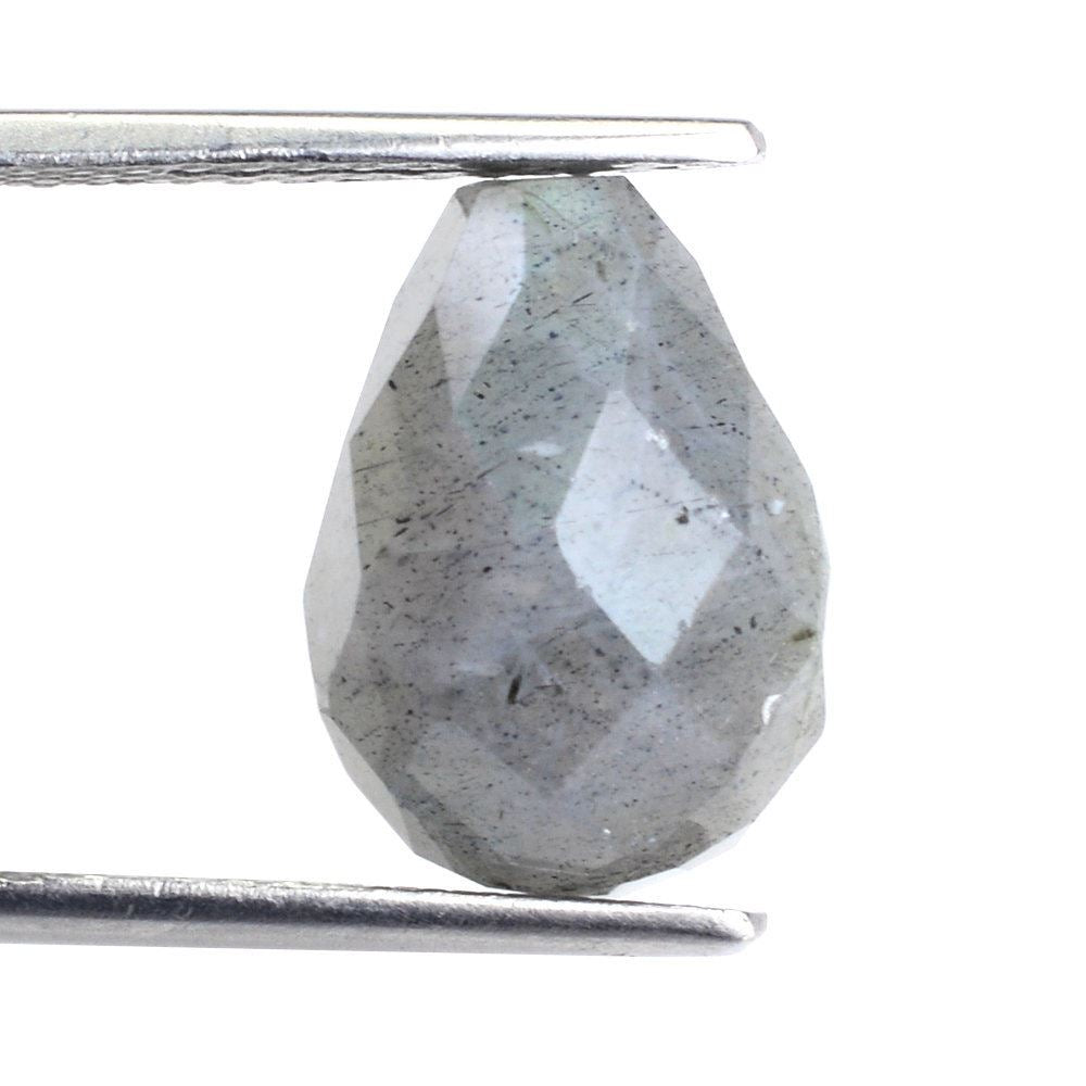 GREY LABRADORITE FACETED DROPS (HALF DRILL) 14.50X10MM 9.14 Cts.