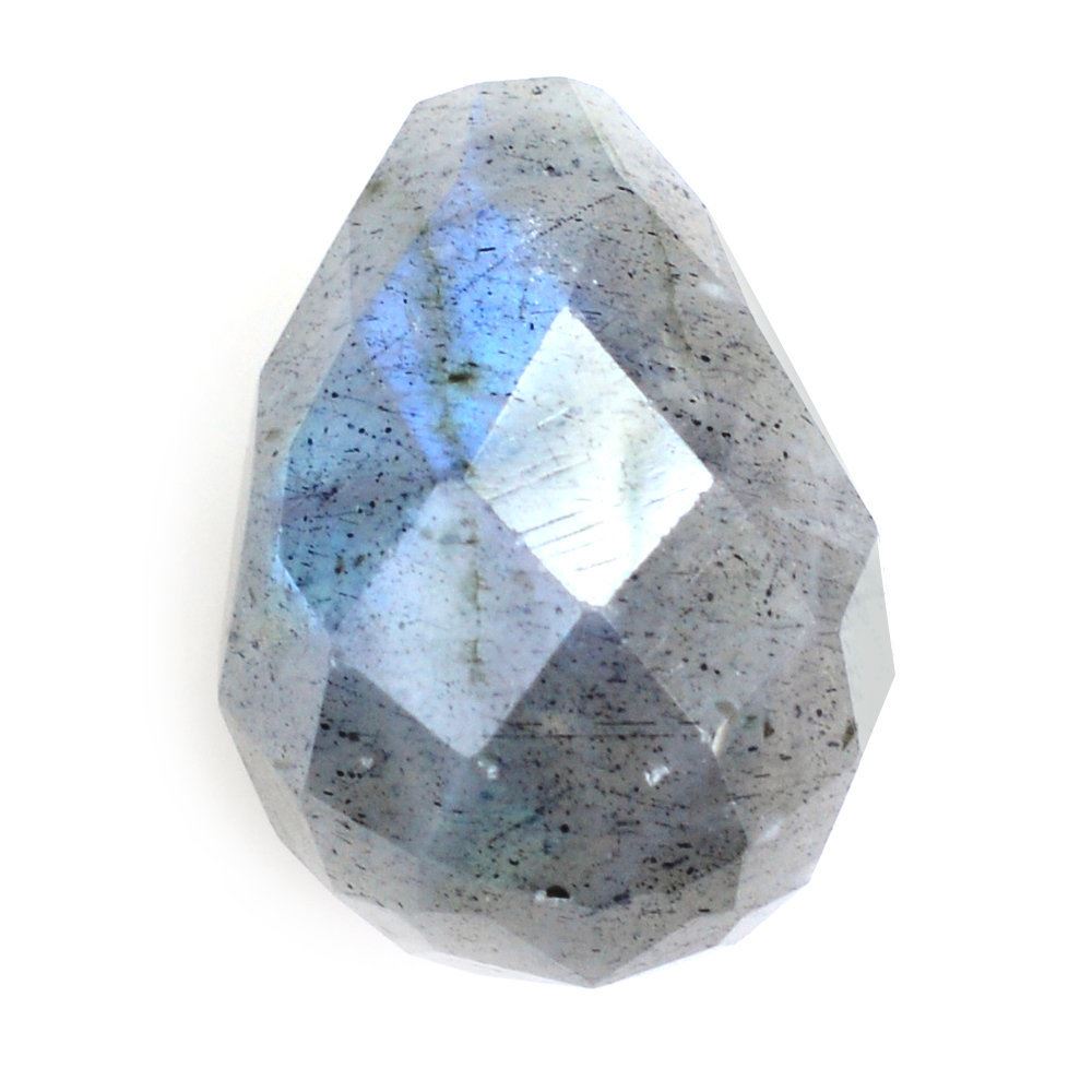 GREY LABRADORITE FACETED DROPS (HALF DRILL) 14.50X10MM 9.14 Cts.