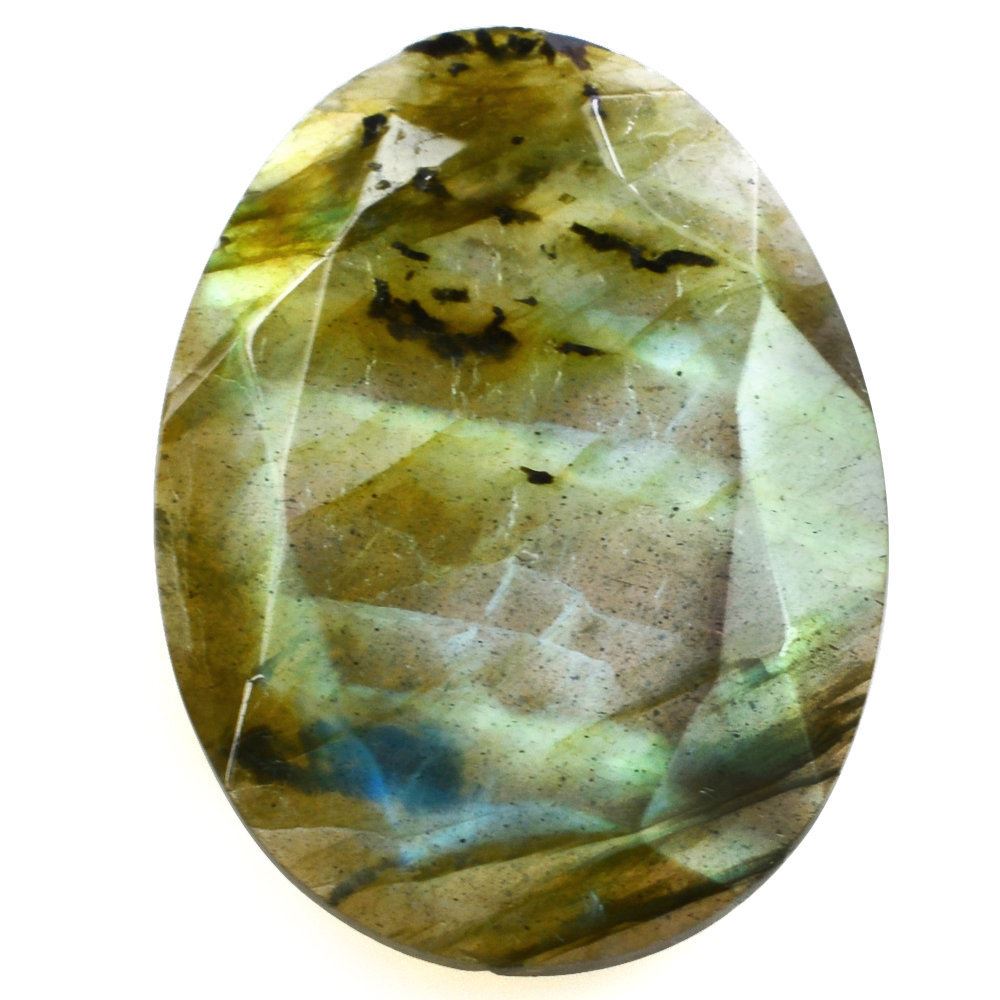 GREY LABRADORITE ROSE CUT BACK IRREGULAR OVAL 21X15MM 9.05 Cts.
