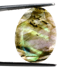 GREY LABRADORITE ROSE CUT BACK IRREGULAR OVAL 21X15MM 9.05 Cts.