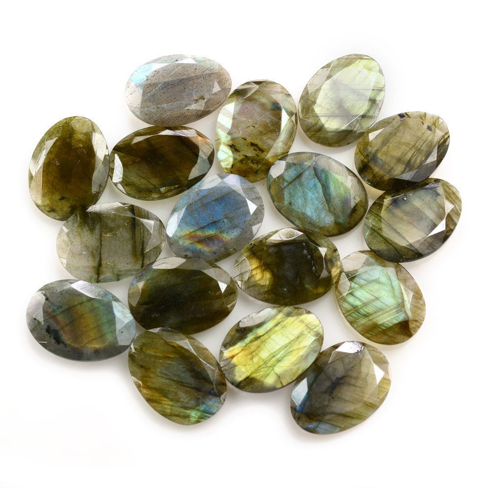 GREY LABRADORITE ROSE CUT BACK IRREGULAR OVAL 21X15MM 9.05 Cts.
