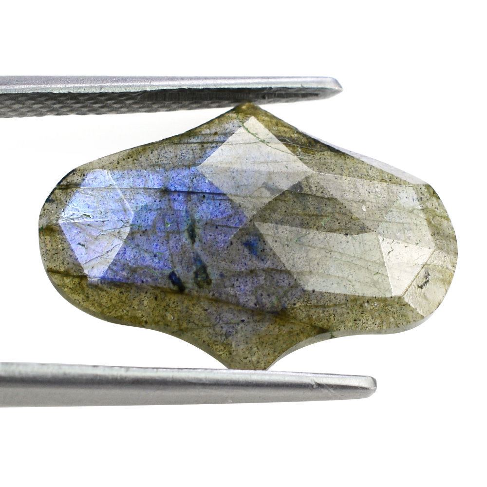 GREY LABRADORITE ROSE CUT FANCY SHAPE CAB 22X16MM 7.73 Cts.