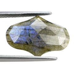 GREY LABRADORITE ROSE CUT FANCY SHAPE CAB 22X16MM 7.73 Cts.